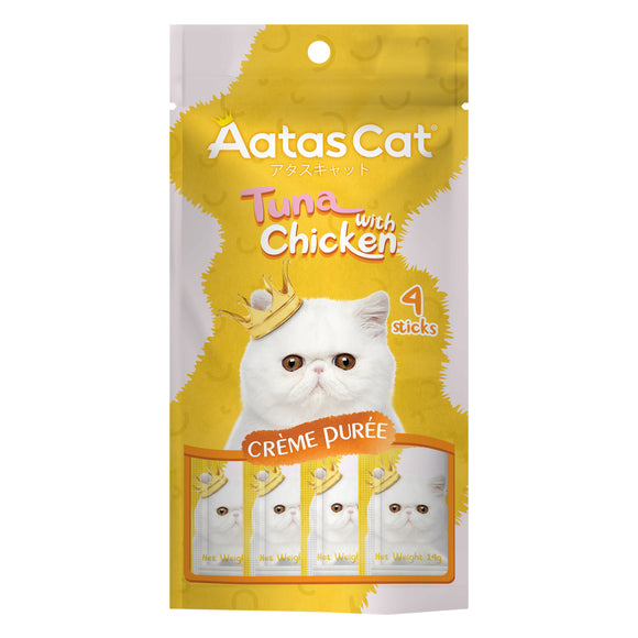 Aatas Cat Crème Purée Tuna with Chicken 14g (4 Sachets)
