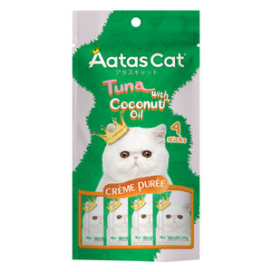 Aatas Cat Crème Purée Tuna with Coconut Oil 14g (4 Sachets)