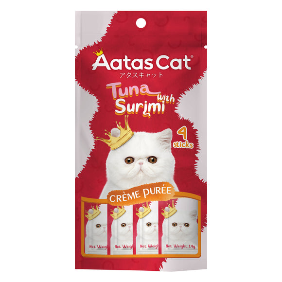 Aatas Cat Crème Purée Tuna with Surimi 14g (4 Sachets)