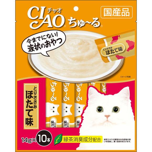[CIS126] CIAO Chu-Ru Chicken Fillet Scallop Flavour Treats fot Cats (14g x 10)