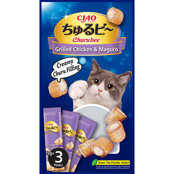 [CIB272N] Ciao Churu Bee Grilled Chicken & Maguro Treats for Cats (10g x 3)
