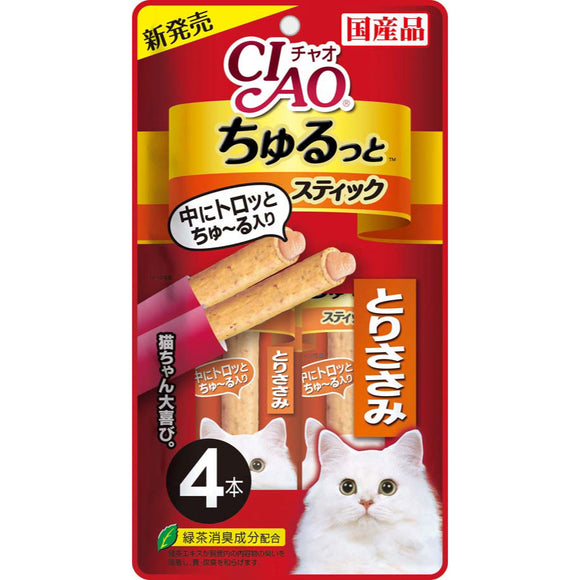 [CICS124] CIAO Churutto Torisasami Formula Treats for Cats (7gx4pcs)