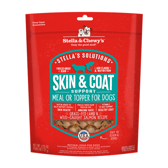 Stella's & Chewy’s Stella‘s Solutions Freeze Dried Raw Skin & Coat Support Grass-fed Lamb & Salmon Recipe - 4.25 oz