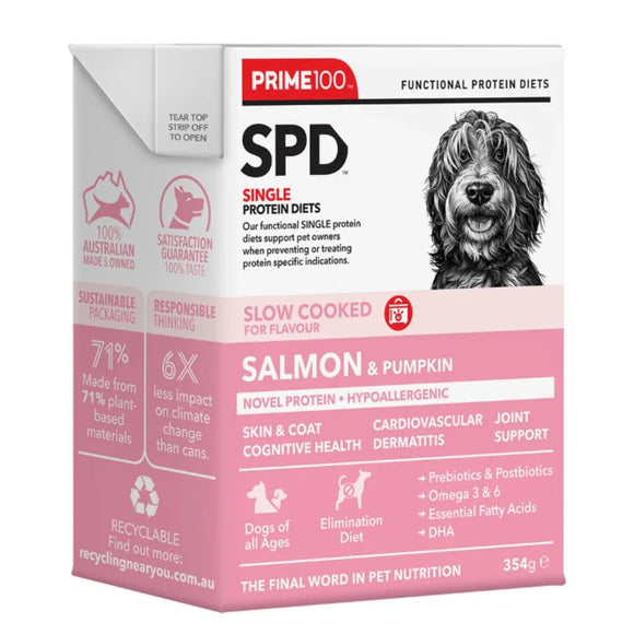 Prime100 SPD Slow Cooked Salmon & Pumpkin Wet Dog Food (354g)