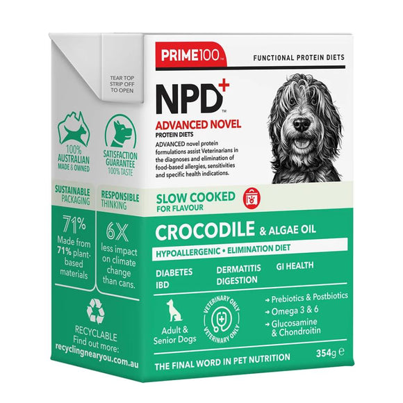 Prime100 NPD Slow Cooked Crocodile & Algae Oil Wet Dog Food (354g)