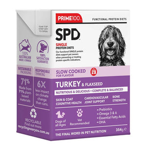 Prime100 SPD Slow Cooked Turkey & Flaxseed Wet Dog Food (354g)