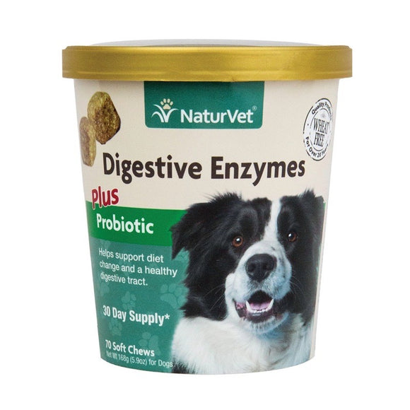 NaturVet Digestive Enzymes Plus Probiotics Soft Chews (70ct/5.4oz/154g)