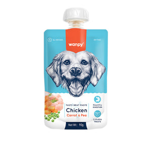 Wanpy Tasty Meat Paste Chicken Carrot & Pea for Dogs (90g)