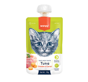 Wanpy Tasty Meat Paste Tuna Chicken & Carrot for Cats (90g)