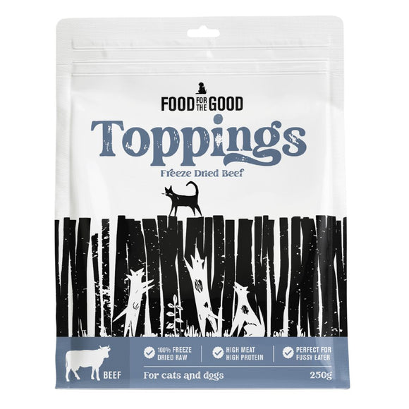 Food For The Good Freeze Dried Beef Toppings for Dogs & Cats (250g)