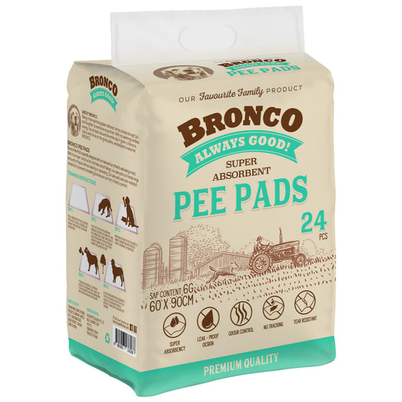 [Buy1Free1] Bronco Super Absorbent Pee Pads SAP 6g (Size L 60x90cm, 24pcs)
