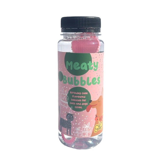 Meaty Bubbles - Birthday Cake Flavour Playtime Toy for Dogs & Cats (150ml)