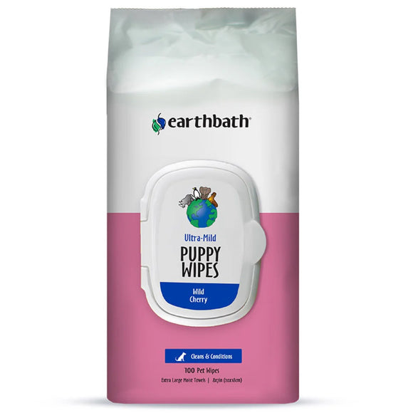 Earthbath Wild Cherry Ultra-Mild Puppy Wipes (100pc)