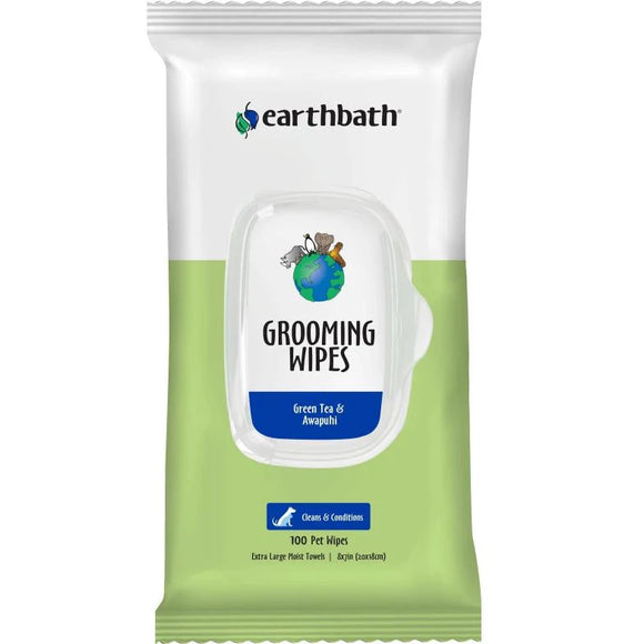 Earthbath Green Tea & Awapuhi Grooming Wipes for Dogs & Cats (100pc)