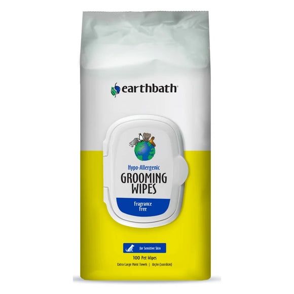 Earthbath Hypo-Allergenic Fragrance Free Grooming Wipes (100pc)