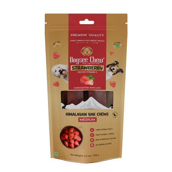 Dogsee Dog Cheese Treats Strawberry Medium Bars (100g)