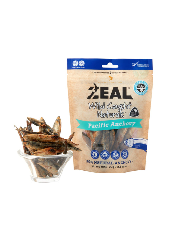 Zeal NZ Caught Naturals Pacific Anchovy Treats for Dogs & Cats (70g)