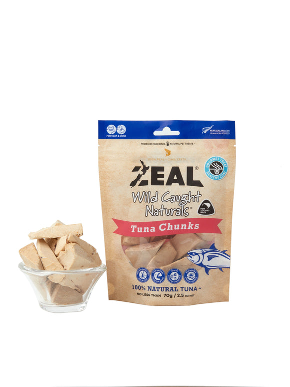Zeal NZ Caught Naturals Tuna Chunks Treats for Dogs & Cats (70g)