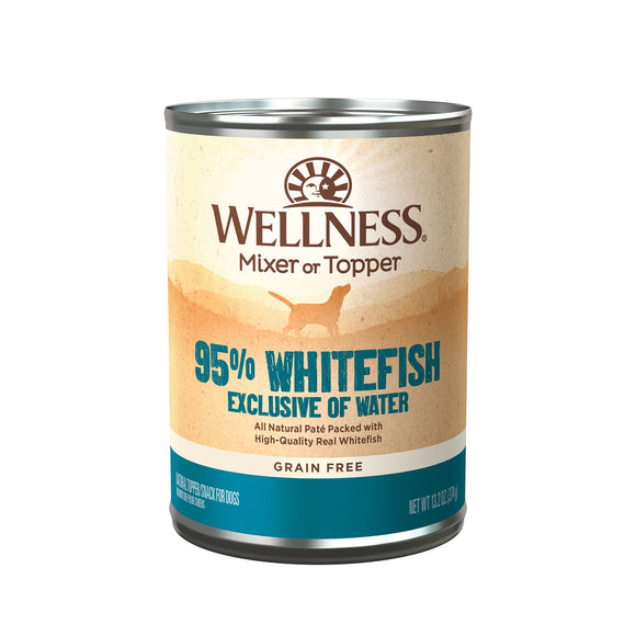 Wellness Grain Free Ninety-Five Percent Whitefish Mixer or Topper Canned Food for Dogs (13.2oz)