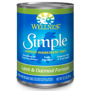 Wellness Grain Free Simple Limited Ingredient Lamb & Oatmeal Recipes Canned Food for Dogs (12.5oz)