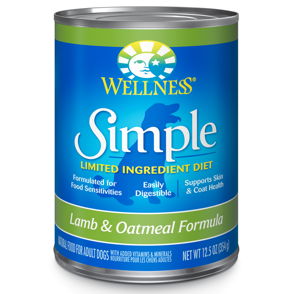 Wellness Grain Free Simple Limited Ingredient Lamb & Oatmeal Recipes Canned Food for Dogs (12.5oz)