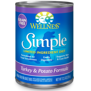 Wellness Grain Free Simple Limited Ingredient Turkey & Potato Recipes Canned Food for Dogs (12.5oz)