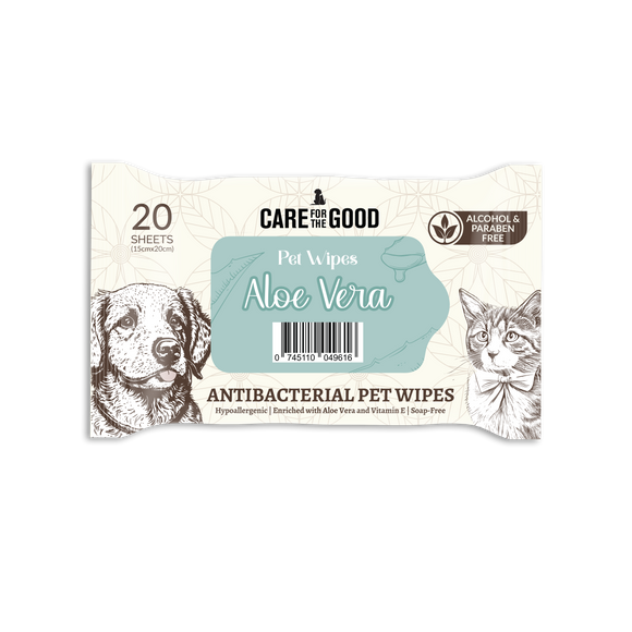 [Bundle of 10] Care For The Good Antibacterial Pet Wipes - Aloe Vera, 20pcs