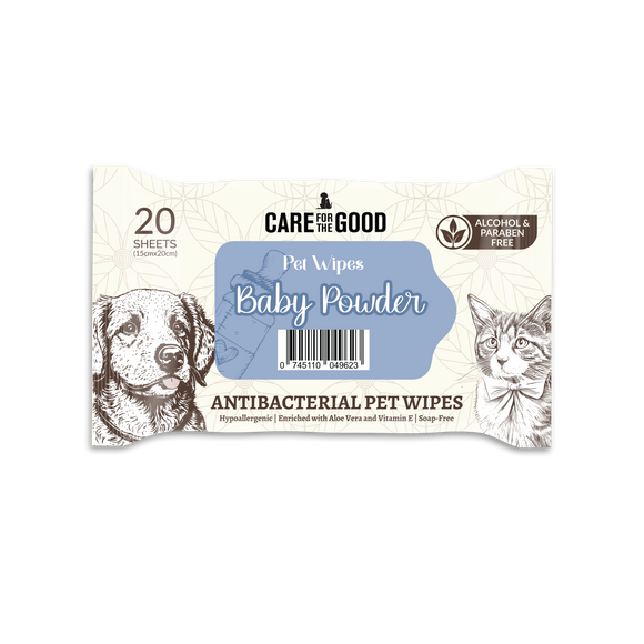 [Bundle of 10] Care For The Good Antibacterial Pet Wipes - Baby Powder, 20pcs
