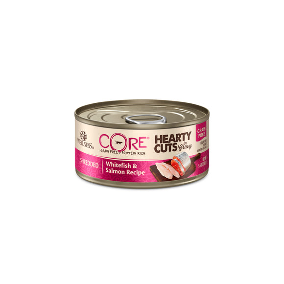Wellness Core Grain Free Hearty Cuts in Gravy Shredded Whitefish & Salmon Recipes Wet Food for Cats (5.5oz)