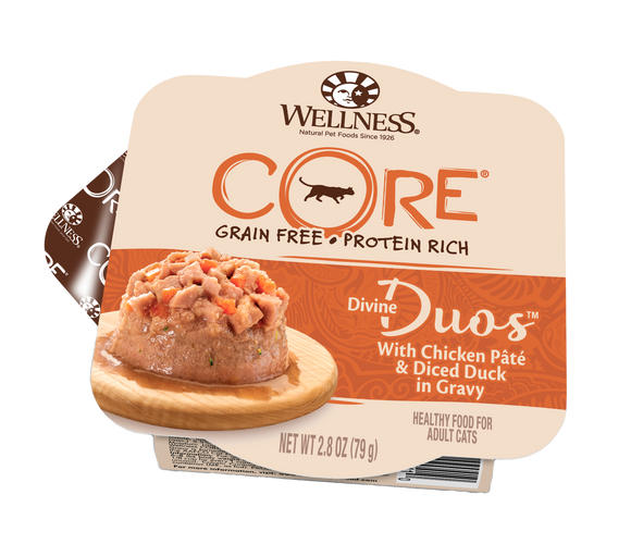 Wellness Core Signature Select Grain Free Divine Duos with Chicken Pate & Diced Duck in Gravy Wet Food for Cats (2.8oz)