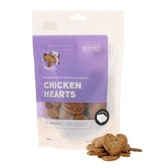 The Barkery Chicken Hearts Biscuits Treats for Dogs (2 sizes)