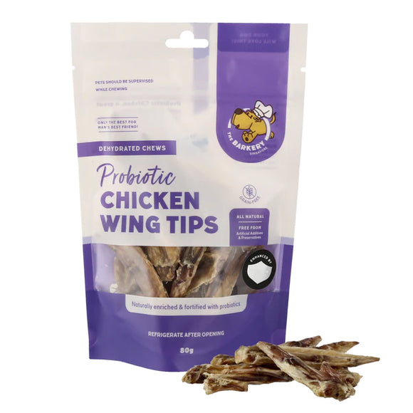 The Barkery Dehydrated Probiotics Chicken Wing Tips Treats for Dogs (2 sizes)
