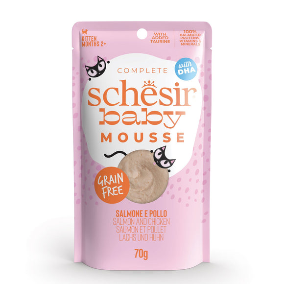 Schesir Baby Velvet Mousse Wet Food for Cats - Salmon and Chicken (70g)