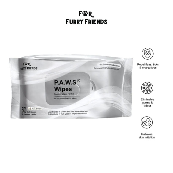 For Furry Friends P.A.W.S Wipes (Flea & Tick Repellent) for Dogs