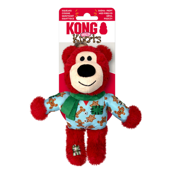 KONG Christmas Holiday Wild Knots Bear (Red) 2 sizes