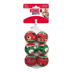 KONG Christmas Holiday SqueakAir Balls (Pack of 6)