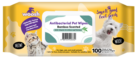 Woosh Antibacterial Pet Wipes (Bamboo Scent) 100pcs/pack