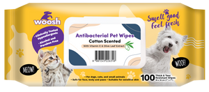 Woosh Antibacterial Pet Wipes (Cotton Scent) 100pcs/pack