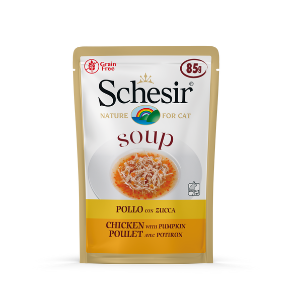 Schesir Pouches in Soup (Chicken & Pumpkin) for Cats (85g)