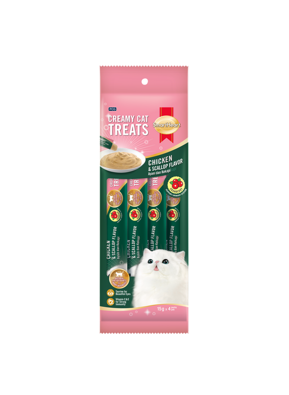 Smartheart Creamy Cat Treat (Cranberry - Chicken & Scallop) 15g x 4