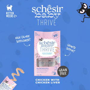 Schesir Baby Thrive Cat Food Pouch - Chicken with Chicken Liver (20 x 8 g)