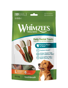 Whimzees Value Bag Toothbrush Dental Treats for Dogs (Large/6pcs)