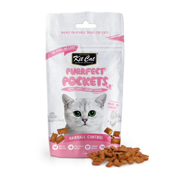 Kit Cat Purrfect Pockets Cat Treat - Hairball Control (60g)