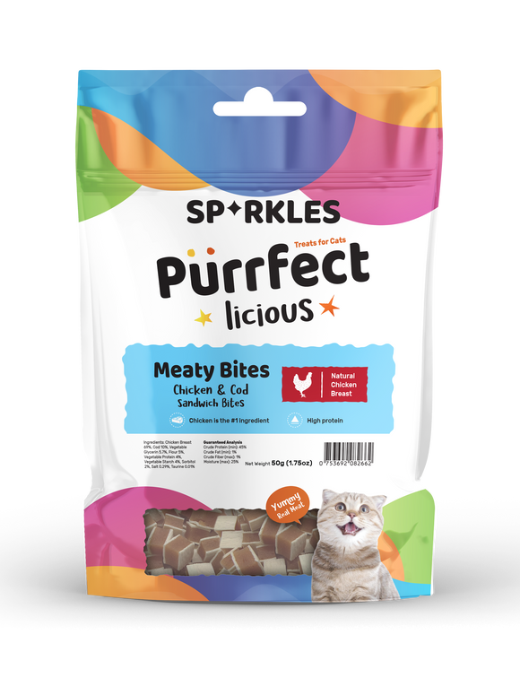 Sparkles Chicken and Cod Sandwich Bites Cat Treats (50g)