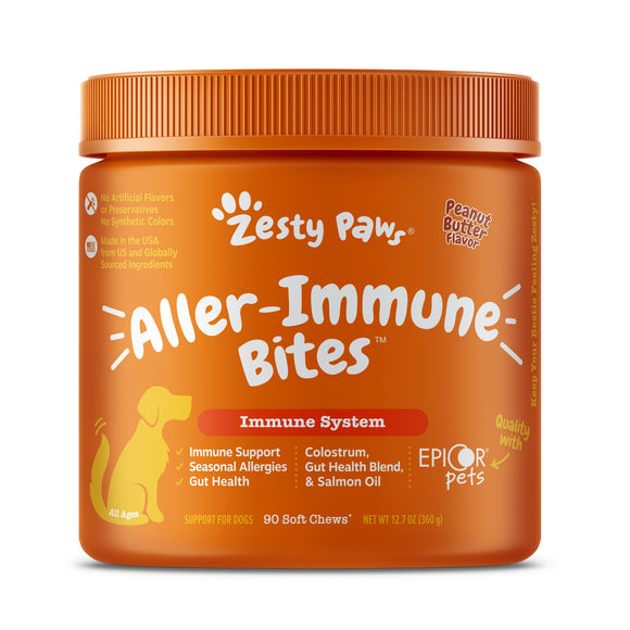 Zesty Paws Aller-Immune Bites (Apple & Peanut Butter) Immune System for Dogs (90ct)