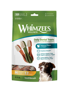 Whimzees Value Bag Toothbrush Dental Treats for Dogs (Medium/12pcs)