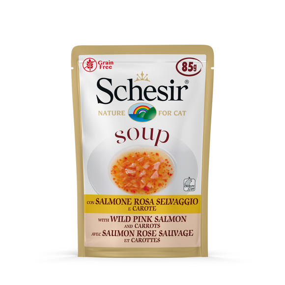 Schesir Pouches in Soup (Wild Pink Salmon & Carrots) for Cats (85g)