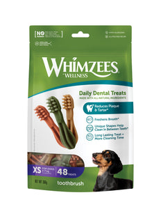 Whimzees Value Bag Toothbrush Dental Treats for Dogs (X-Small/48pcs)