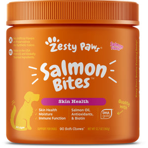 Zesty Paws Salmon Bites Skin Health for Dogs (90ct)
