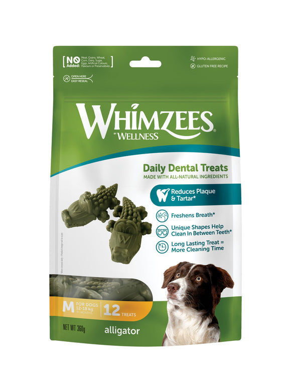 Whimzees Value Bag Alligator Dental Treats for Dogs (Medium/12pcs)